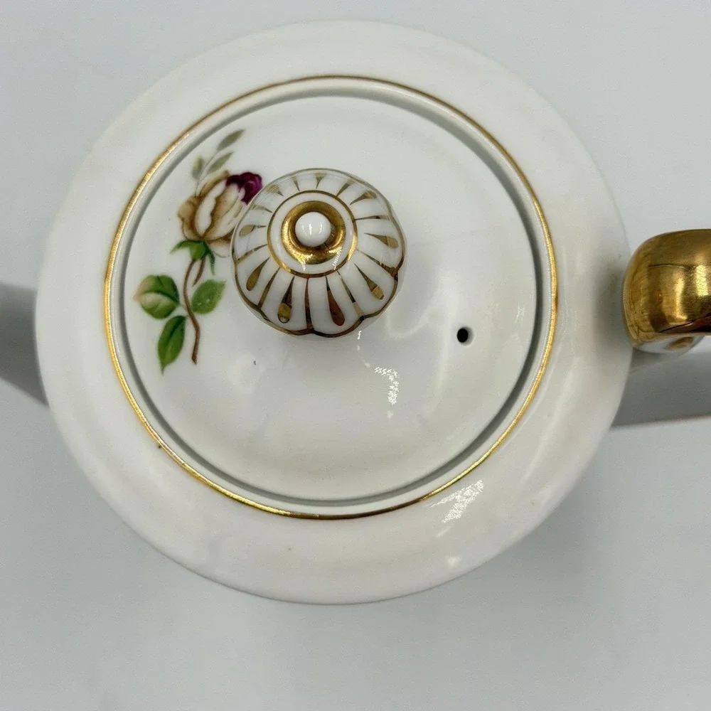 Lynmore Golden Rose Fine China Mini Coffee Pot And Lid